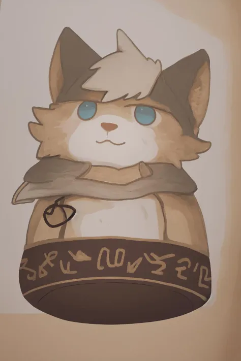 there is a drawing of a cat with a hat and scarf