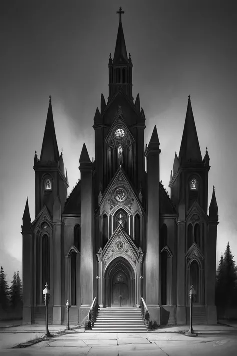 cult of cthulhu, dark imposing church, concept sketch