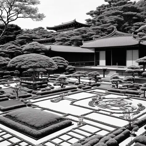 a zen garden, no people usagiyojimbostyle <lora:Usagi_Yojimbo_v5-000050:0.8>