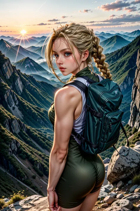 (masterpiece, best quality:1.3)
<lora:epi_noiseoffset2:1> <lora:add_detail:0.7> <lora:CammyWhite:0.8>
CammyWhite, 1girl, solo, blonde hair, long hair, twin braids, Hiking Gear, Sunrise, Mountain Peak, Adventure, Crisp Air