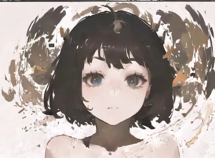 anime girl with black hair and blue eyes in a white dress