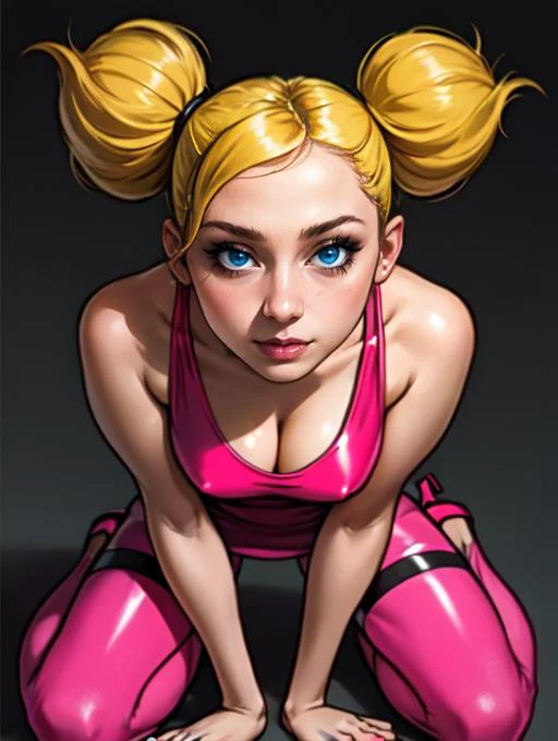 <lora:deedee1.0:0.6>,deedee,1girl,solo,blonde hair,blonde twintails,blue eyes,short twintails BREAK
sexy pink dress,medium breasts,revealing cleavage,pink footwear BREAK
pink and white striped leggings BREAK
revealed cleavage,exposed medium breasts,(covere...