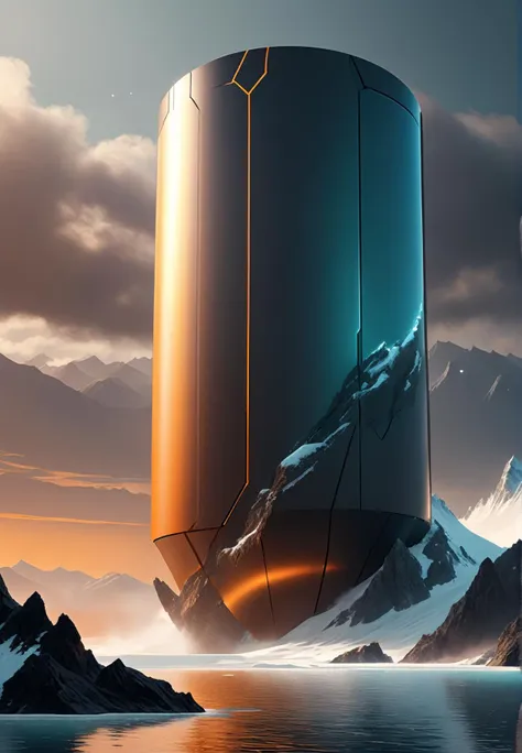 a close up of a futuristic building in the middle of a mountain