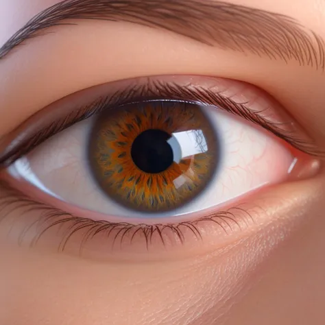 a close up of a person's eye with a brown iris