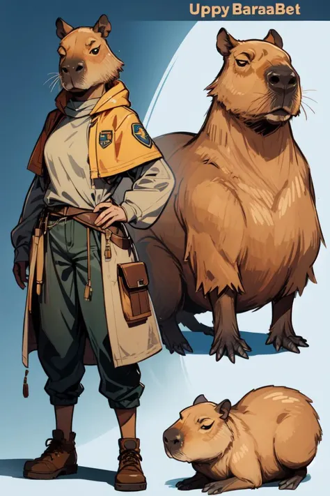 a drawing of a man standing next to a bear and a bear