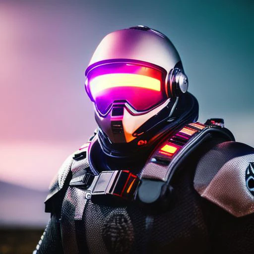 a photo of death stranding scenery, scifi style,anatomically correct human male figure in astronaut suit in field,helmet glowing pink, dynamic lighting, atmosphere lighting, hyper detail features, ray tracing, high flare, 3D, cinematic lighting, dark shad...