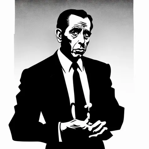 <lora:silhouette_last:0.8> silhouette art,  Humphrey Bogart