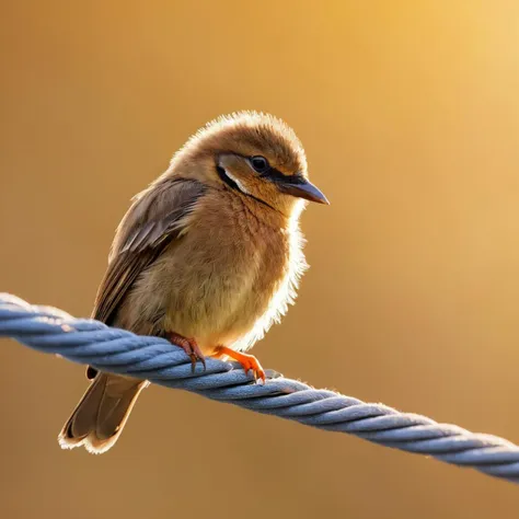 arafed bird perched on a wire with a yellow background