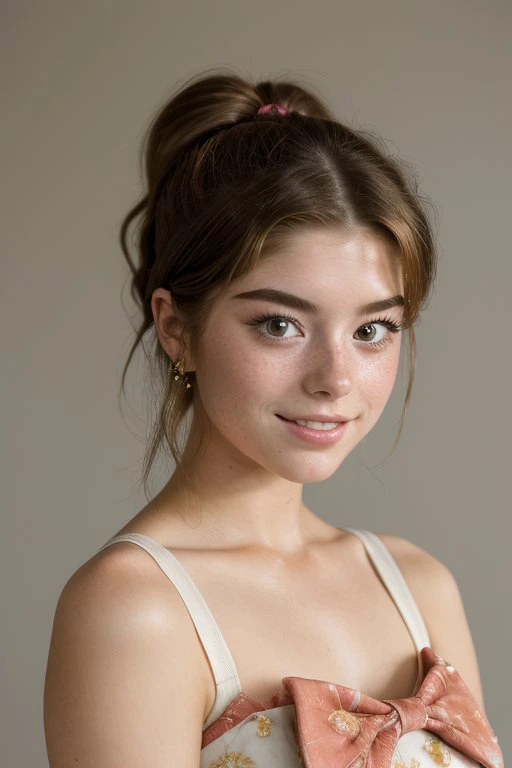 a close up of a young woman with a bow tie