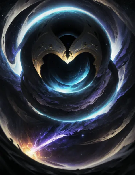 awesome quality,masterpiece, dynamic,close up, DonMM4g1c caster, female cleric   pulsating, abyss-like orb, core a mesmerizing void, drawing in all essence, the fabric of reality appears to warp and bend, creating a sensation of looking into an endless, st...