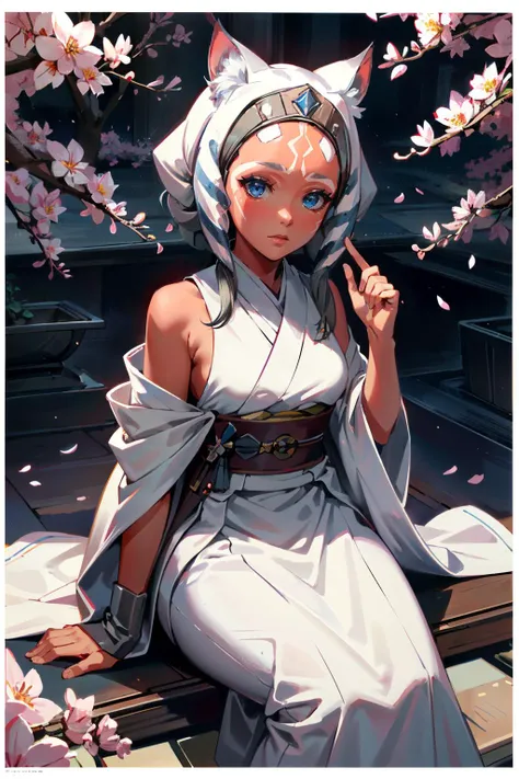 ((ultra detailed, masterpiece, absurdres))
StarWAhsoka, 1girl, dark skin, white facial mark, in a traditional kimono, surrounded by cherry blossoms symmetrical face, art nouveau, illustration, painting, concept art, smooth, sharp focus, intricate, artstati...