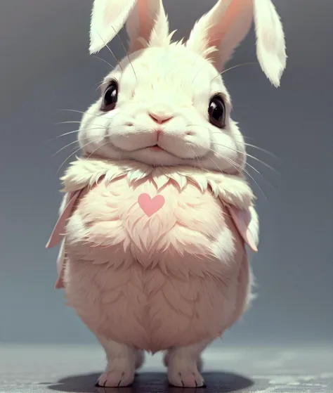 a white rabbit with a heart on its chest