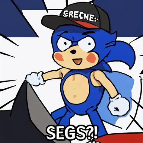 sonic the hedge is running with a baseball cap on