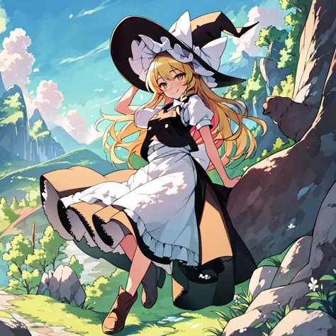 anime girl in a black and white dress and hat with a black and white hat