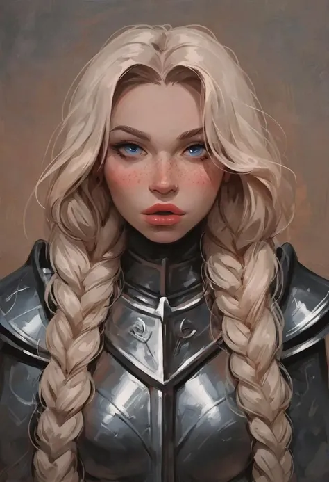 score_9, score_8_up, score_7_up, score_6_up,
BREAK,
upper body focus, head to knee shot, ,
BRAKE,
dwarf, freckles, blue eyes, big lips, light blonde hair, big braids, medium breasts, thick body 
BREAK,
looking at viewer, 
BREAK, 
knight armor, holy cleric ...