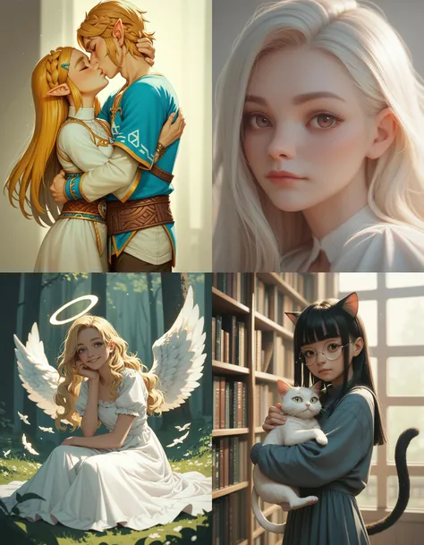 https://civitai.com/articles/5300 ___ All images: score_9, score_8_up, score_7_up ___ 1st image: 1girl, 1boy, Princess_Zelda, (The_Legend_of_Zelda:_Breath_of_the_Wild), standing, kiss, hug, closed_eyes ___ 2nd image: 1girl, lovely face, portrait, close-up,...