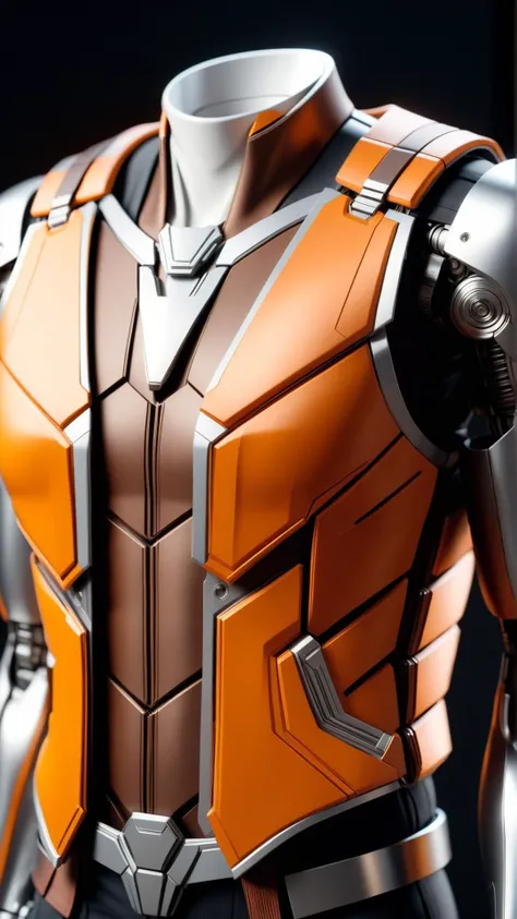 <lora:TransformersStyleXL:1>TransformersStyle Orange Brown vest, tech, sci-fi, technology, metallic, 24mm, (analog, cinematic, film grain:1.3), Bokeh DOF, (Masterpiece:1.3) (best quality:1.2) (high quality:1.1)