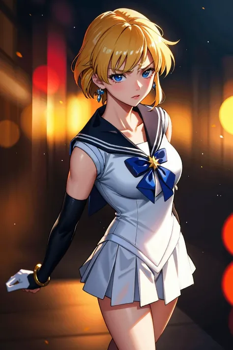 8k, Anime digital manga page, full body close up image, Exquisite, white magic girl Sailor Moon, short blond and red asymmetric hair, magic attack, Resentment emotions, process art movement, Dark Fantasy frost punk style, consciousness-expanding trippy, Mo...