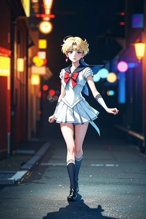 8k, Anime digital manga page, full body close up image, Exquisite, white magic girl Sailor Moon, short blond and red asymmetric hair, magic attack, Resentment emotions, process art movement, Dark Fantasy frost punk style, consciousness-expanding trippy, Mo...