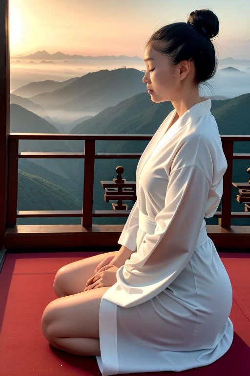 (RAW photo, best quality), (realistic, photo-realistic:1.3), extremely delicate and beautiful, Amazing, finely detail, masterpiece, ultra-detailed, highres,(best illustration), (best shadow),intricate, A beautiful female Taoist priest wearing white see thr...