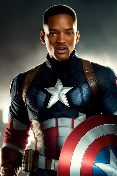 tarantino style, will smith as captain america 8k, high definition, detailed face, detailed face, detailed eyes, detailed suit, ...