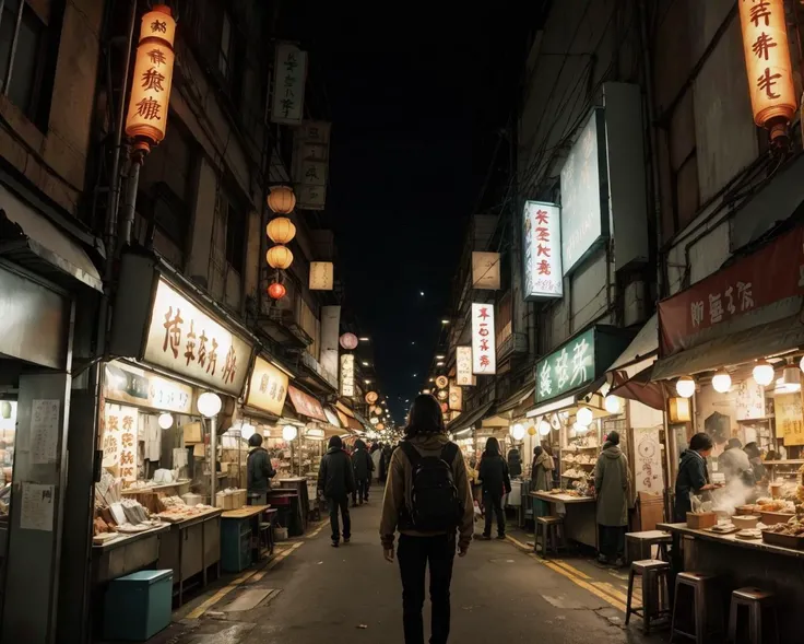 best quality,masterpiece,highly detailed,ultra-detailed,  
<lora:neg4all_bdsqlsz_V3.5:-1>,
 <lora:Taiwansnightmarkets:1>
Taiwans night markets, lantern, paper lantern, sign, scenery, cherry blossoms, outdoors, 1boy, road, bag, street, backpack, solo, male ...