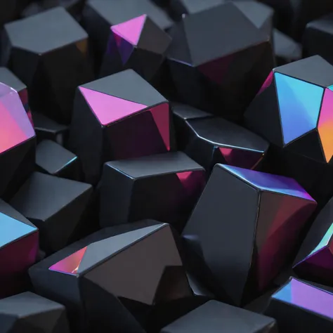 low-poly style centered composition, retro-futuristic, abstract geometric gradients, macro photo of the song Paint it Black: I wanna see it painted, Painted black, Black as night, Black as coal. dichroic, 4k, 8k, by the Rolling Stones
 . low-poly game art,...