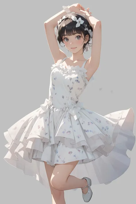 anime girl in a white dress with a flowered headband