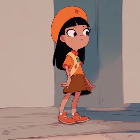 a close up of a cartoon girl with a hat on