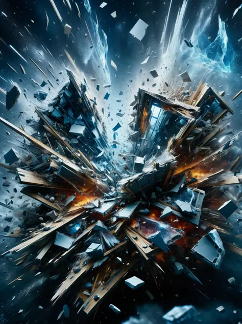 a movie poster with a exploding explosion of glass and rocks