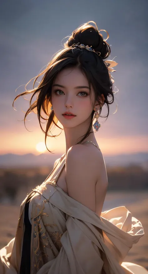 a woman in a dress is posing on the beach