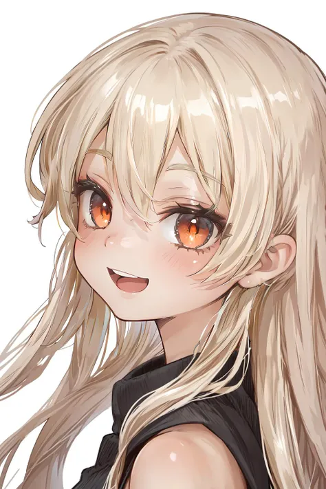 anime girl with long blonde hair and orange eyes