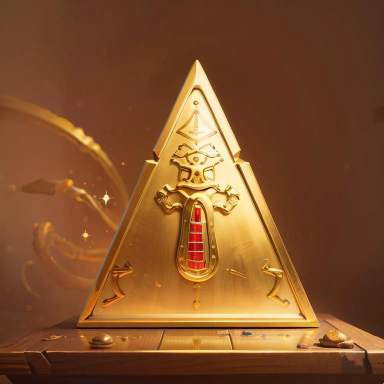 a close up of a gold pyramid with a clock on top