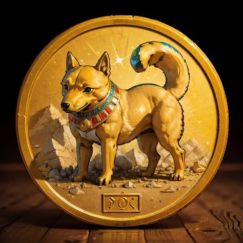 <lora:Style_of_the_Winds:0.8>,((masterpiece,best quality)), absurdres, <lora:Egyptian_Icons:0.7>, Egyptian_Icons, no humans, coin, (doge), doge symbol, still life, gold, sparkle,