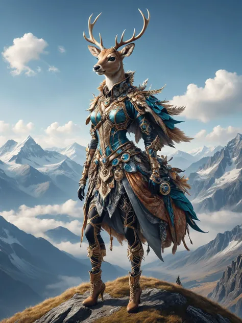 ais-rbts anthro Deer wearing an outrageous fashion outfit, Mountain summit overlooking vast valleys in the background,,,, <lora:RBTS_STYLE:0.6> <lora:outrageous_fashion:0.6> <lora:xl_more_art-full_v1:0.4> <lora:MJ52:0.3> <lora:EnvyCreativeOutfitXL01:0.6> ...