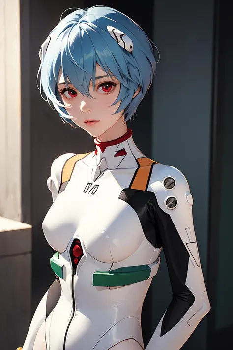 (masterpiece, best quality), 1girl, beautiful face, beautiful body,  <lora:ayanami_rei:1> ayanami_rei, plugsuit, bodysuit, interface headset, white bodysuit