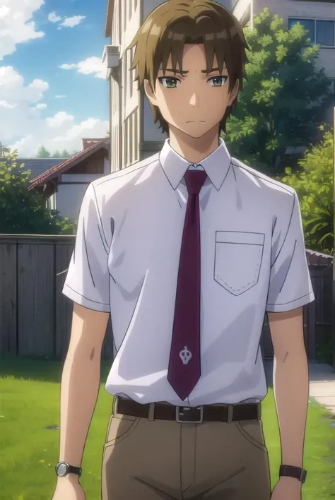 atsumumatsuyuki, <lora:atsumu matsuyuki s1-lora-nochekaiser:1>,
atsumu matsuyuki, brown hair, (brown eyes:1.3), male focus,
BREAK shirt, school uniform, white shirt, short sleeves, necktie, collared shirt, belt, pants, red necktie, watch, wristwatch,
BREAK...