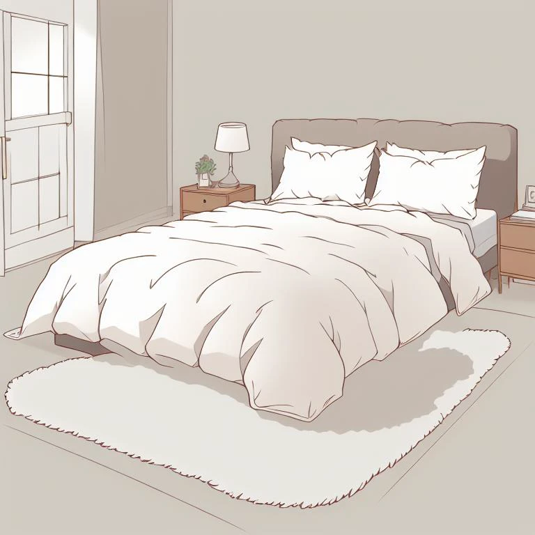 illustration of a bedroom with a bed