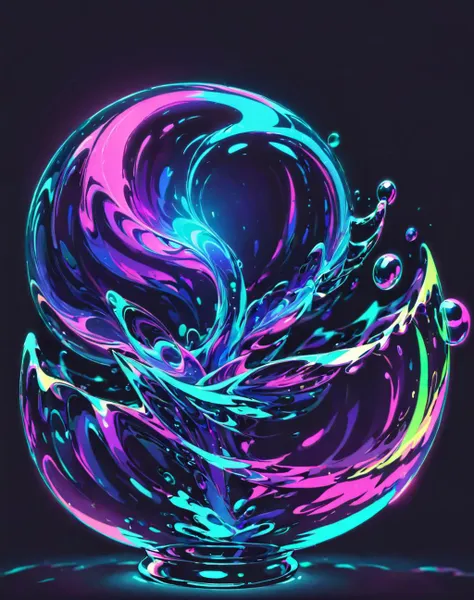 a colorful ball with a swirl of liquid on it