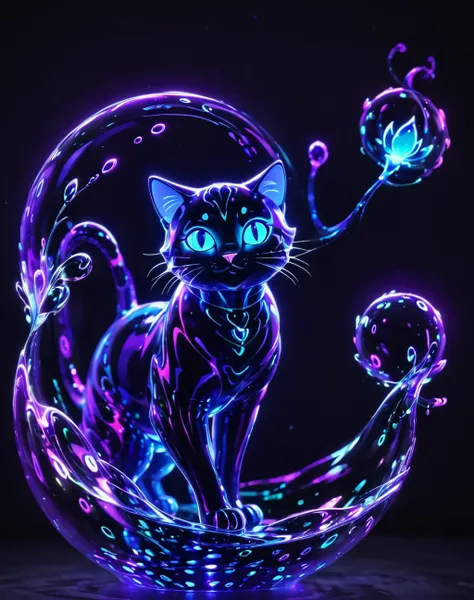 <lora:Glowing_bubble_XL:1> glowing bubble cat, HD, 8K