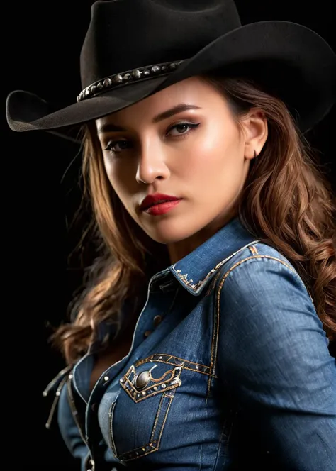 A captivating masterpiece of an woman, (((cowboy shot))), glamour, dramatic, studio lighting, looking at viewer, background blurred, 8k, <lora:MS_Oopeve_V1_SDXL:0.8>