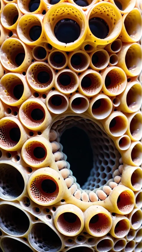 a close up of a spiral shaped object with holes in it