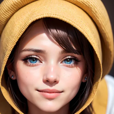 a young woman, close up shot, smile, hyperrealistic, hyperdetailed, 8K