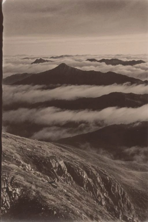 lith_Agfa_Brovira_Satino_BW122, a foggy mountain, lord of the ring style