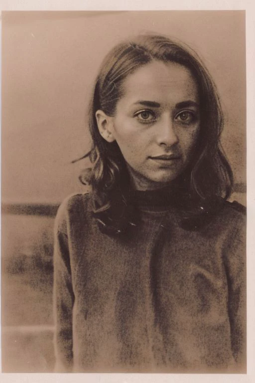 a black and white photo of a woman with long hair