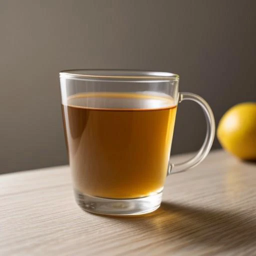 glass mug with tea and lemon