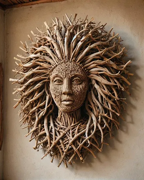 Gorgon made of ais-stcks, Nigerian Guesthouse, <lora:xlMoreArtFullV1.pREw:0.6> <lora:Sticks_Style_SDXL:1>