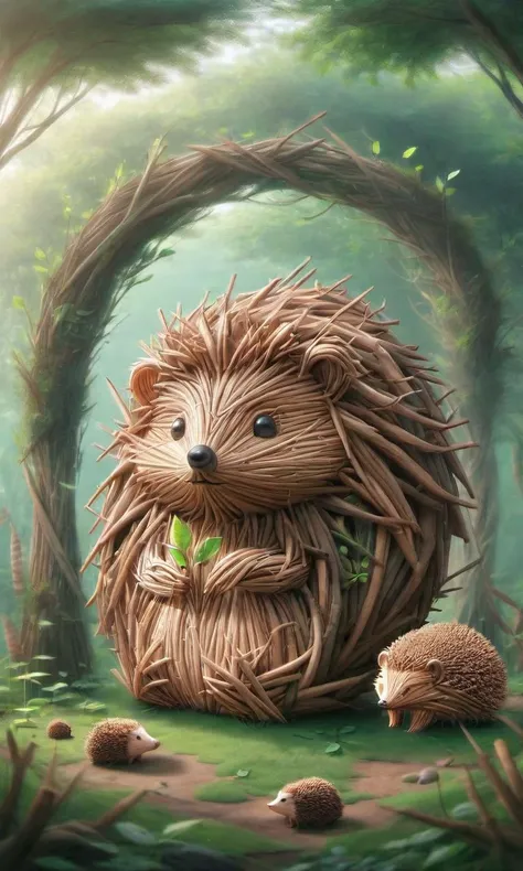 happy hedgehog, sitting in a lush forest, ais-sticks <lora:ais-stcks-sdxl:1.0>, <lora:- SDXL - letitflrsh_let_it_flourish_V1.0:1.0>, <lora:add-detail-xl:1.0>,