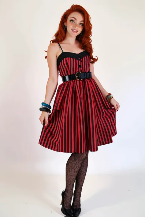 Retro Vertical Striped Dress