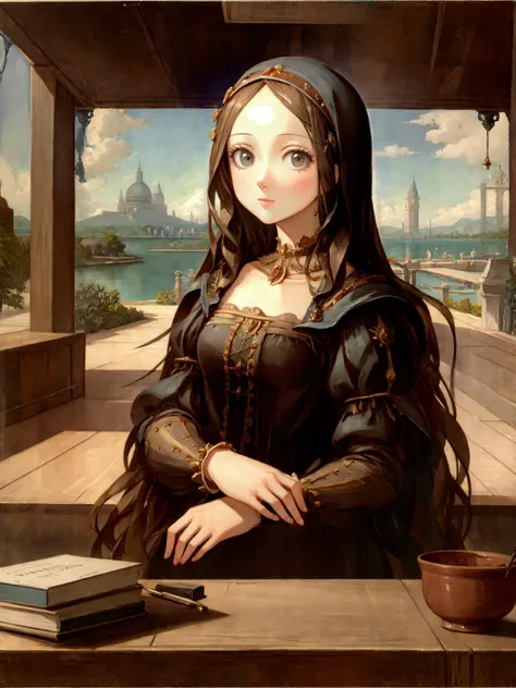 Mona Lisa, best quality, amazing intricate, cute girl